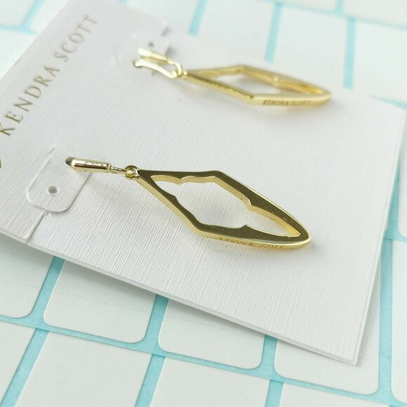 Kendra Scott Elongated Abbie Gold Open Frame Earrings w/ dust bag - Picture 3 of 3